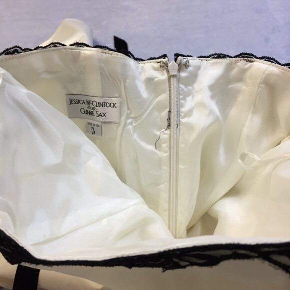 Vintage Jessica McClintock Gunne Sax Strapless Dress Size 7/8 Womans Ivory Satin - Picture 11 of 16